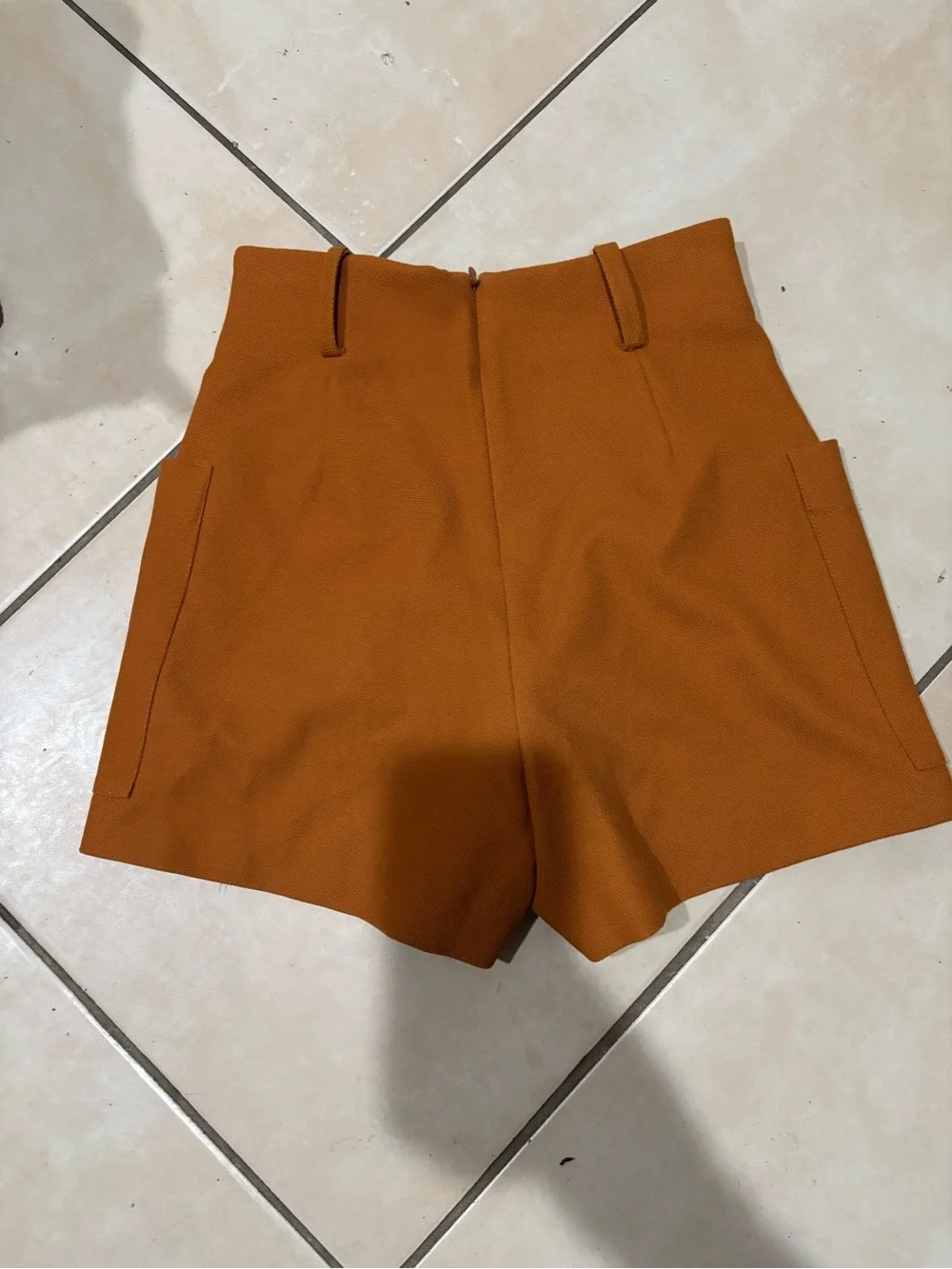 Zara High-Waist Pocket Shorts — Rust